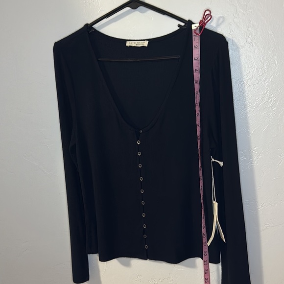 Lovestitch fuzzy black long sleeve button down top M - Picture 9 of 10